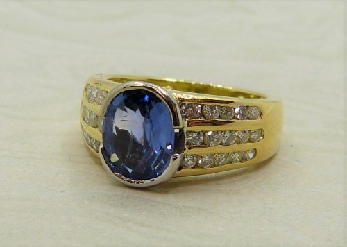 Antique Guest and Philips - 2.00ct Sapphire Set, Yellow Gold - White Gold - Single Stone Ring R4386