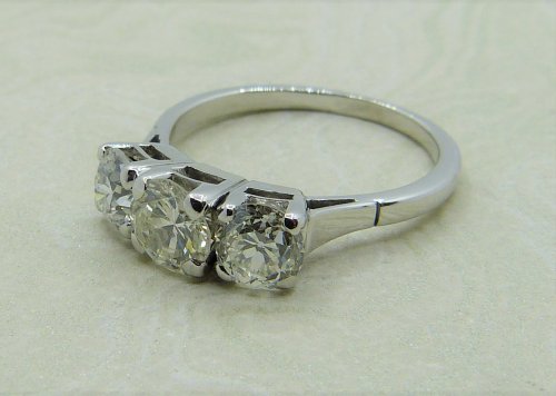 Antique Guest and Philips - 1.77ct Diamond Set, White Gold - Three Stone Ring