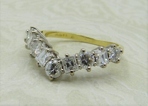 Antique Guest and Philips - 1.30ct Diamond Set, Yellow Gold - White Gold - Wishbone Ring R3957