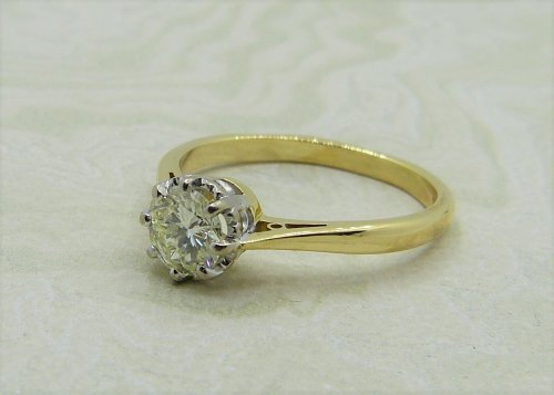 Antique Guest and Philips - 0.67ct Diamond Set, Yellow Gold - White Gold - Single Stone Ring R3990