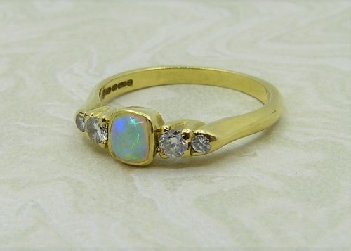 Antique Guest and Philips - Opal Set, Yellow Gold - Five Stone Ring R4040