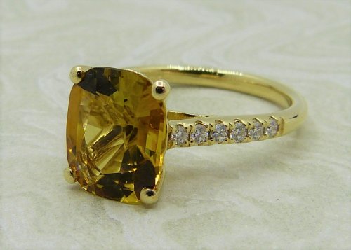 Antique Guest and Philips - 3.60ct Yellow Tourmaline Set, Yellow Gold - Single Stone Ring R4032