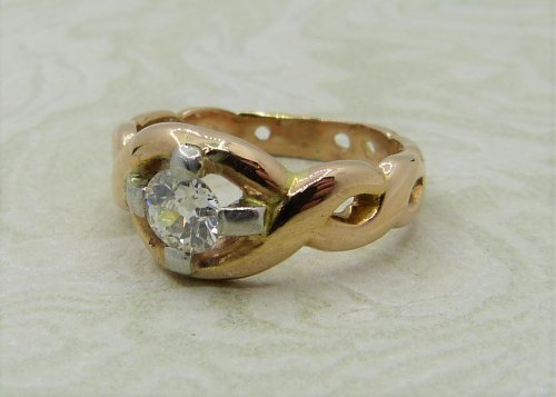 Antique Guest and Philips - 0.47ct Diamond Set, Rose Gold - Single stone Ring R4024