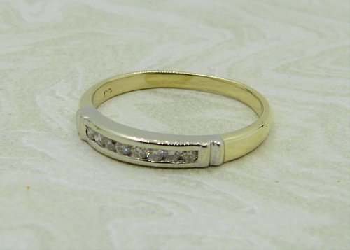 Antique Guest and Philips - 0.09ct Diamond Set, Yellow Gold - White Gold - Half Eternity Ring R4060