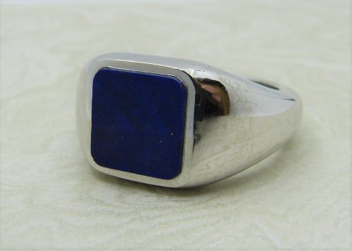 Antique Guest and Philips - LapisLazuli Set, White Gold - Signet Ring R4106