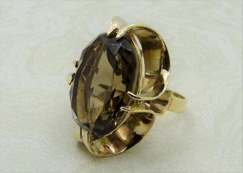 Antique Guest and Philips - 18.32ct Smokey Quartz Set, Yellow Gold - Singles Ring R4113