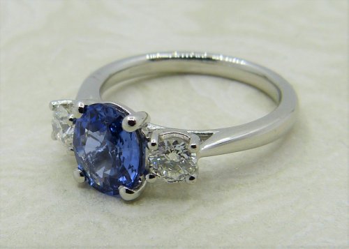 Antique Guest and Philips - 1.68ct Sapphire Set, Platinum - Three Stone Ring R4079