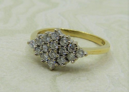Antique Guest and Philips - 0.40ct Diamond Set, Yellow Gold - White Gold - Cluster Ring R4165