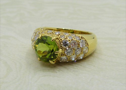 Antique Guest and Philips - 2.18ct Peridot Set, Yellow Gold - Single Stone Ring R4358