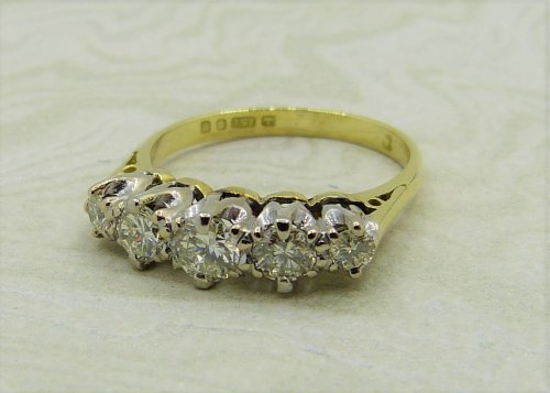 Antique Guest and Philips - 0.60ct Diamond Set, Yellow Gold - White Gold - Five Stone Ring R4409