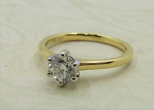 Antique Guest and Philips - 0.80ct Diamond Set, Yellow Gold - Platinum - Single Stone Ring R4449