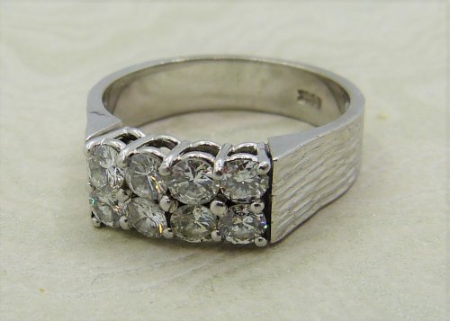Antique Guest and Philips - 0.80ct Diamond Set, White Gold - Two Row Cluster Ring R4522