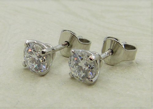 Antique Guest and Philips - 1.14ct Lab Grown Diamond Set, Platinum - Single Stone Earrings LGE2