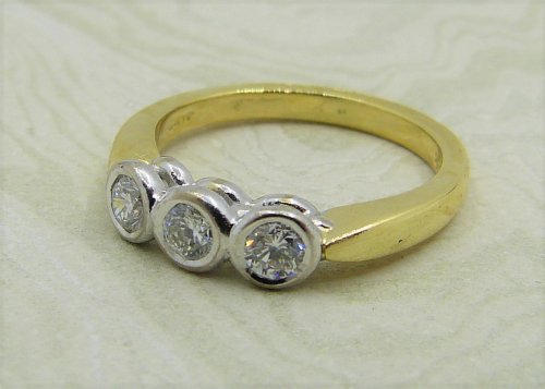 Antique Guest and Philips - 0.40ct Diamond Set, Yellow Gold - White Gold - Three Stone Ring R4656