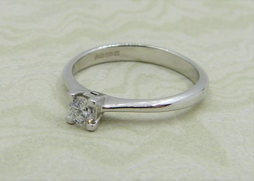 Antique Guest and Philips - 0.15ct Diamond Set, White Gold - Four Claw Ring R4680