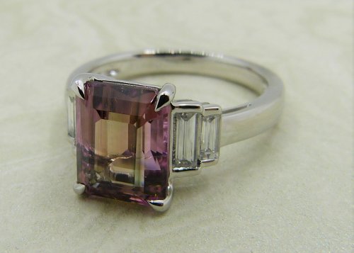 Antique Guest and Philips - 4.05ct Pink Tourmaline Set, Platinum - Single stone Ring R4868