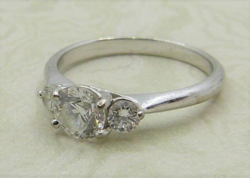 Antique Guest and Philips - 0.80ct Diamond Set, White Gold - Three Stone Ring R4835