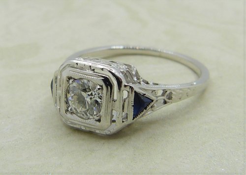 Antique Guest and Philips - 0.30ct Diamond Set, White Gold - Single Stone Ring R4876