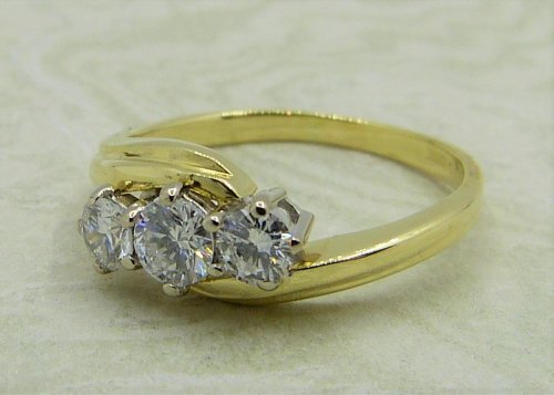 Antique Guest and Philips - 0.50ct Diamond Set, Yellow Gold - White Gold - Three Stone Ring R4912