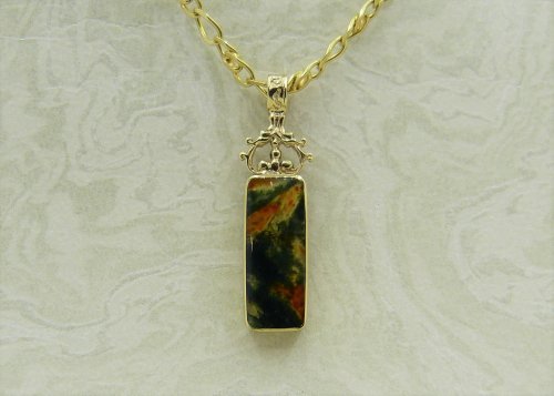 Antique Guest and Philips - Agate Set, Yellow Gold - Rectangular Double Sided Pendant P966