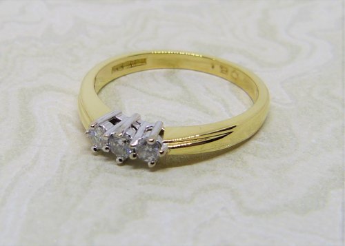 Antique Guest and Philips - 0.20ct Diamond Set, Yellow Gold - White Gold - Three Stone Ring R3684