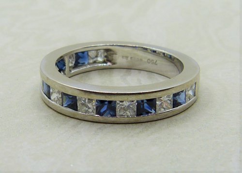 Antique Guest and Philips - Sapphire Set, White Gold - Half Eternity Ring R3755