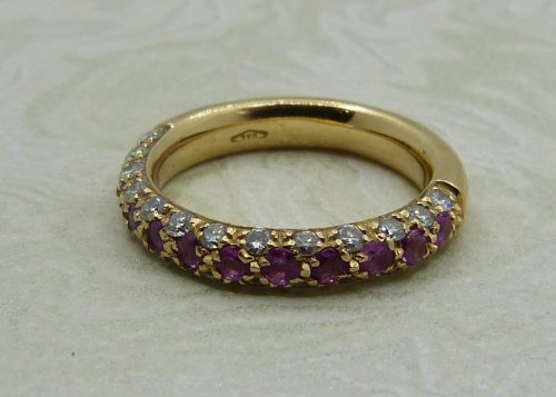 Antique Guest and Philips - 0.60ct Pink Sapphire Set, Yellow Gold - Half Eternity Ring R3798