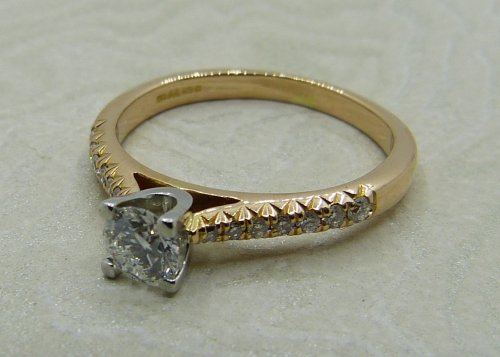 Antique Guest and Philips - 0.30ct Diamond Set, Rose Gold - White Gold - Single Stone Ring