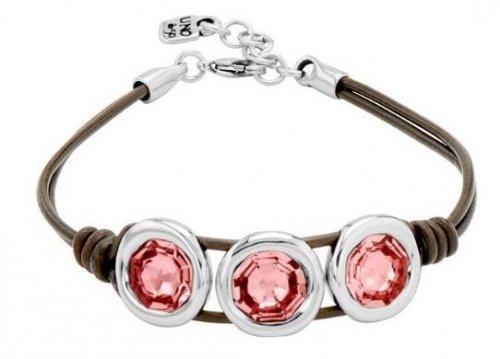 Uno de 50 - Crystal Set, Silver Plated - Leather - Bracelet, Size M