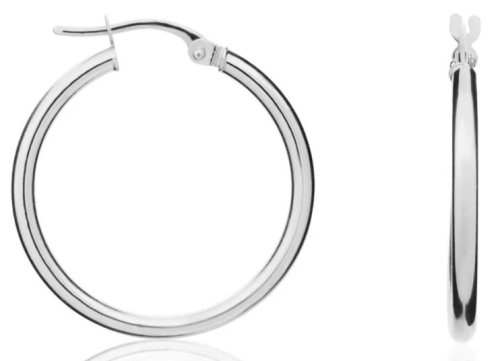 Guest and Philips - White Gold 9ct Hoop Earrings 10-10-255
