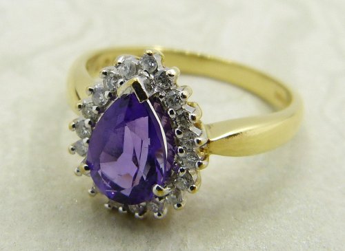 Antique Guest and Philips - Amethyst Set, Yellow Gold - White Gold - Cluster Ring R5029