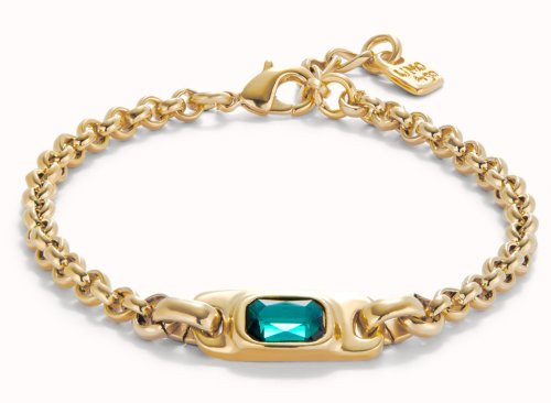Uno de 50 - SER MAGNETICA, Cubic Zirconia Set, Yellow Gold Plated - BRACELET, Size M PUL2495VRDORO0M