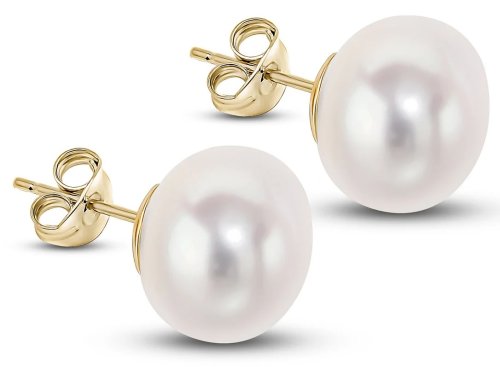 Guest and Philips - Pearl Set, Yellow Gold - 9ct FWP Earrings, Size 10.5mm 33-27-106
