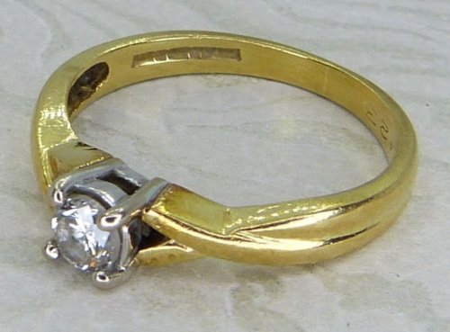 Antique Guest and Philips - Diamond Set, Yellow Gold - White Gold - Single Stone Ring R5953