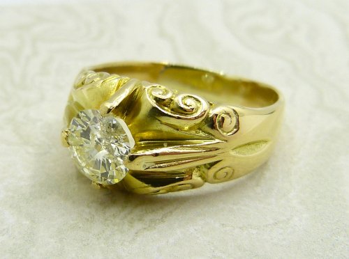 Antique Guest and Philips - Diamond Set, Yellow Gold - Single Stone Ring R5003
