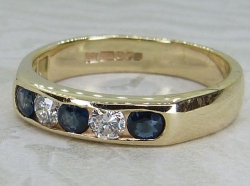Antique Guest and Philips - Sapphire Set, Yellow Gold - Half Eternity Ring R5838