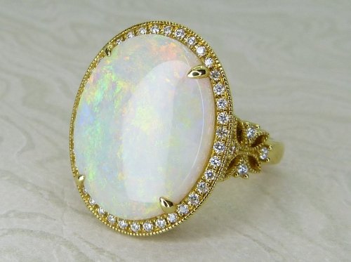 Antique Guest and Philips - Opal Set, Yellow Gold - Cluster Ring R5875
