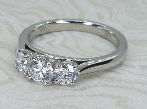 Antique Guest and Philips - Diamond Set, Platinum - Three Stone Ring R5937
