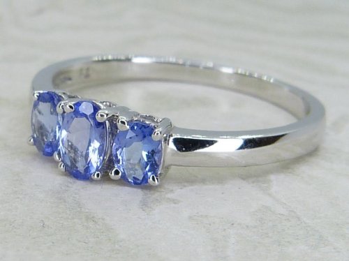 Antique Guest and Philips - Tanzanite Set, White Gold - Three Stone Ring R5916