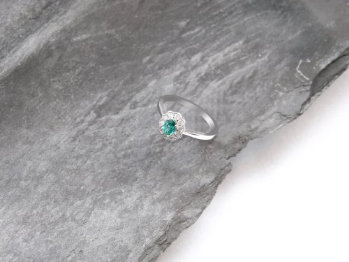 Guest and Philips - Emerald Set, 18ct. White Gold Cluster Ring, Size N