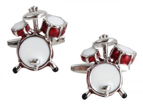 Dalaco - Red Drum Kit, Rhodium Plated Cufflinks 90-1027