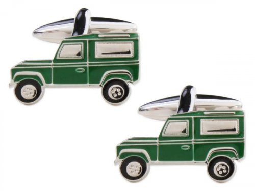 Dalaco - Rhodium Plated Green Landrover Cuff links 90-1477 90-1477