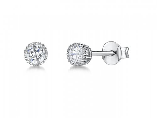 Jools - Silver Cubic Zirconia Studs, Size 5mm - KPE2054