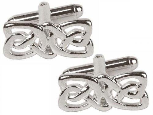 Dalaco - Celtic Rectangle Rhodium Plated Design Cufflinks