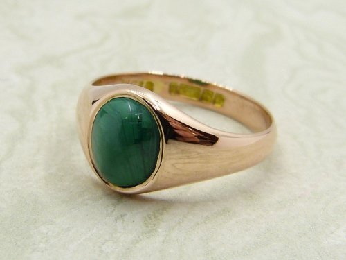 Antique Guest and Philips - Malachite Set, Rose Gold - Single Stone Ring R5041