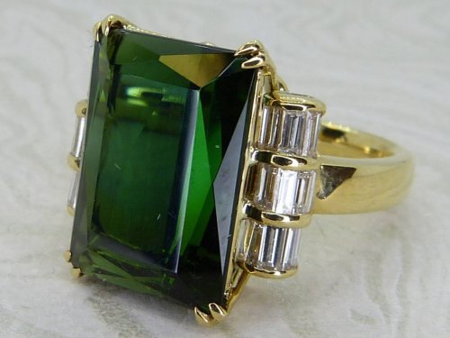 Antique Guest and Philips - Tourmaline Set, Yellow Gold - Single Stone Ring R5874