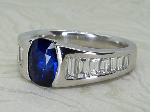 Antique Guest and Philips - Sapphire Set, Platinum - Single Stone Ring R5879