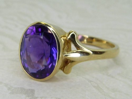 Antique Guest and Philips - Amethyst Set, Yellow Gold - Single Stone Ring R5882
