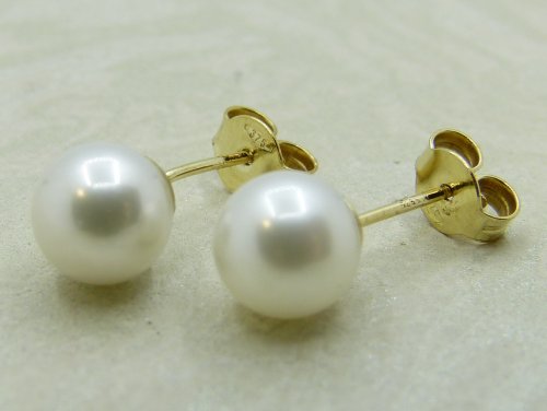Guest and Philips - Pearl Set, Yellow Gold - 9ct Stud Earring, Size 6-6.5mm STFR665