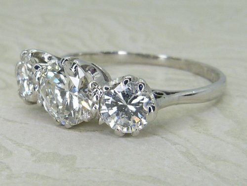 Antique Guest and Philips - Diamond Set, White Gold - Three Stone Ring R5884